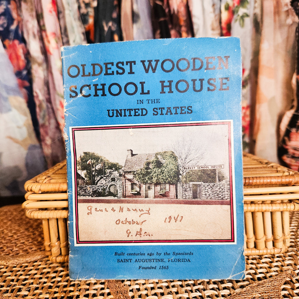 1947 St. Augustine Oldest Wooden School House Guide & 1980s Postcard