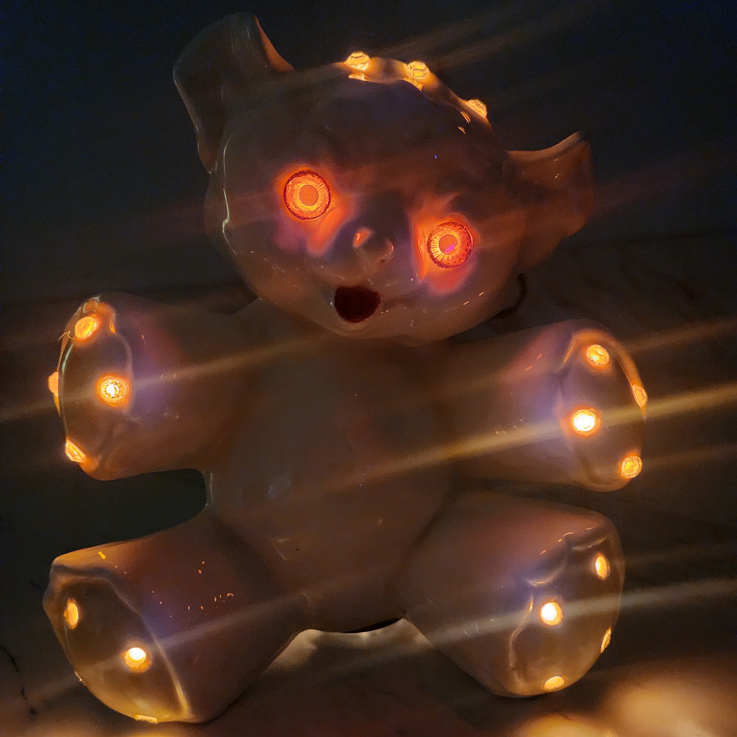 1970's Refurbished Bear/Lamb Lamp with Glowing Eyes