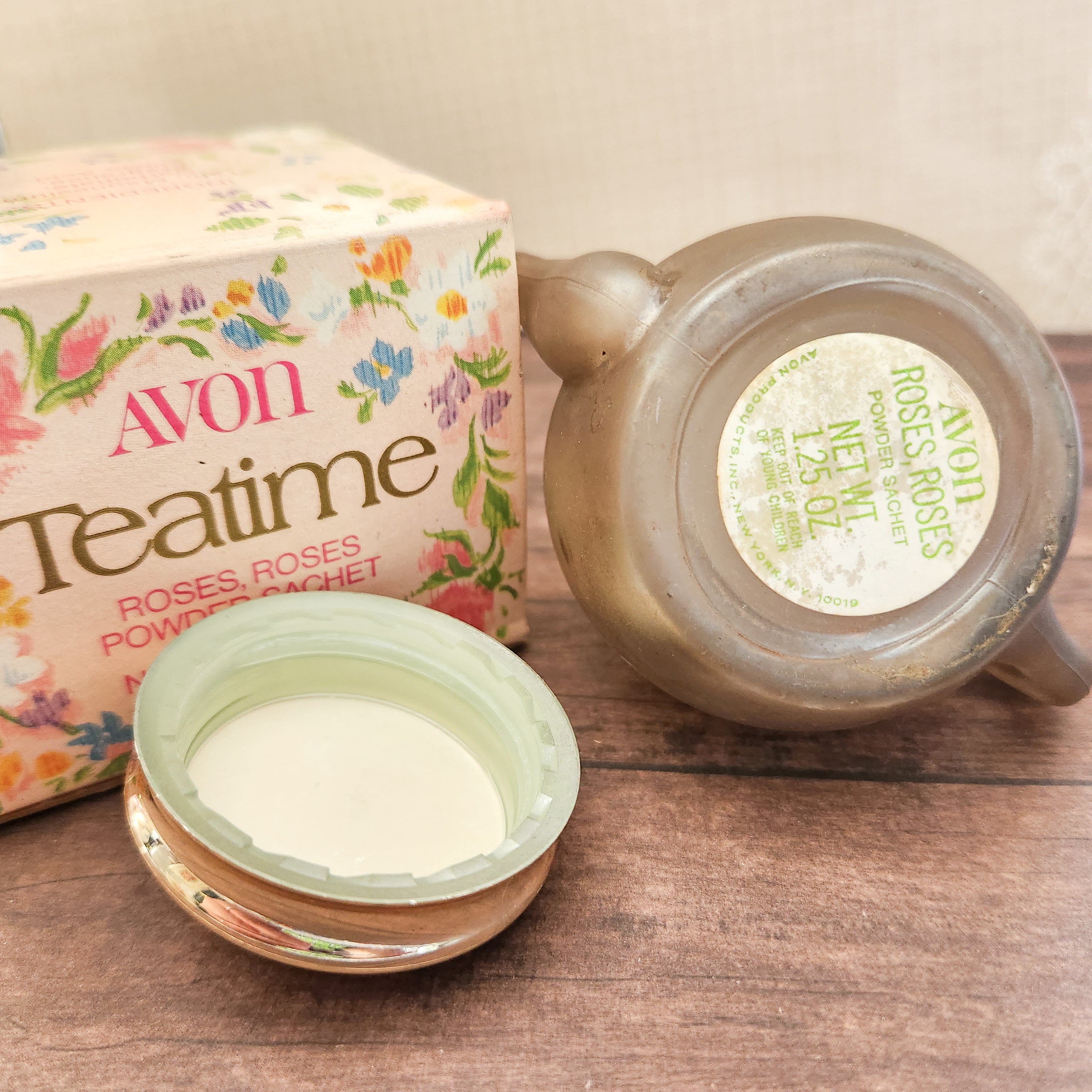 Vintage 70's "Tea Time" Powder Bottle by Avon