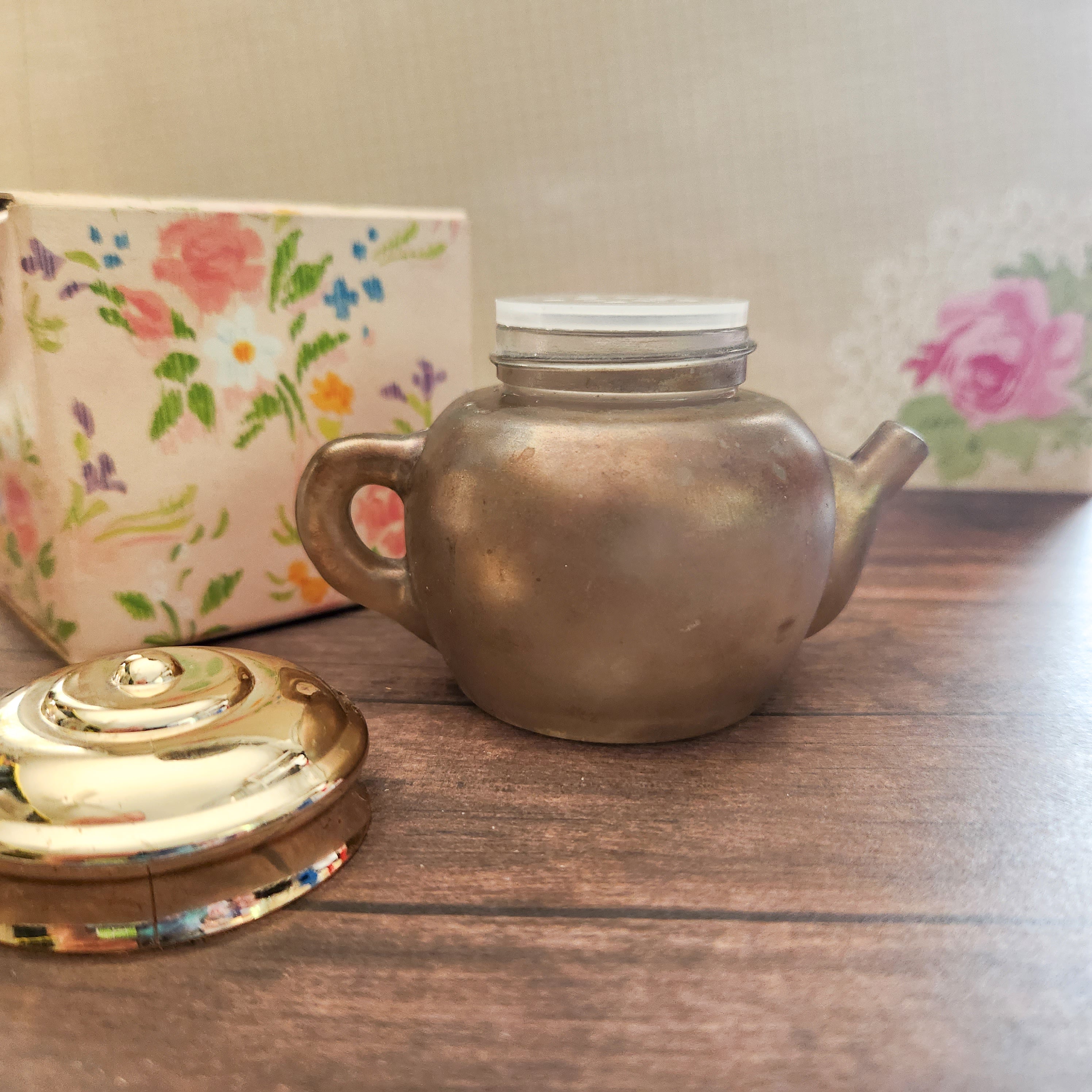 Vintage 70's "Tea Time" Powder Bottle by Avon