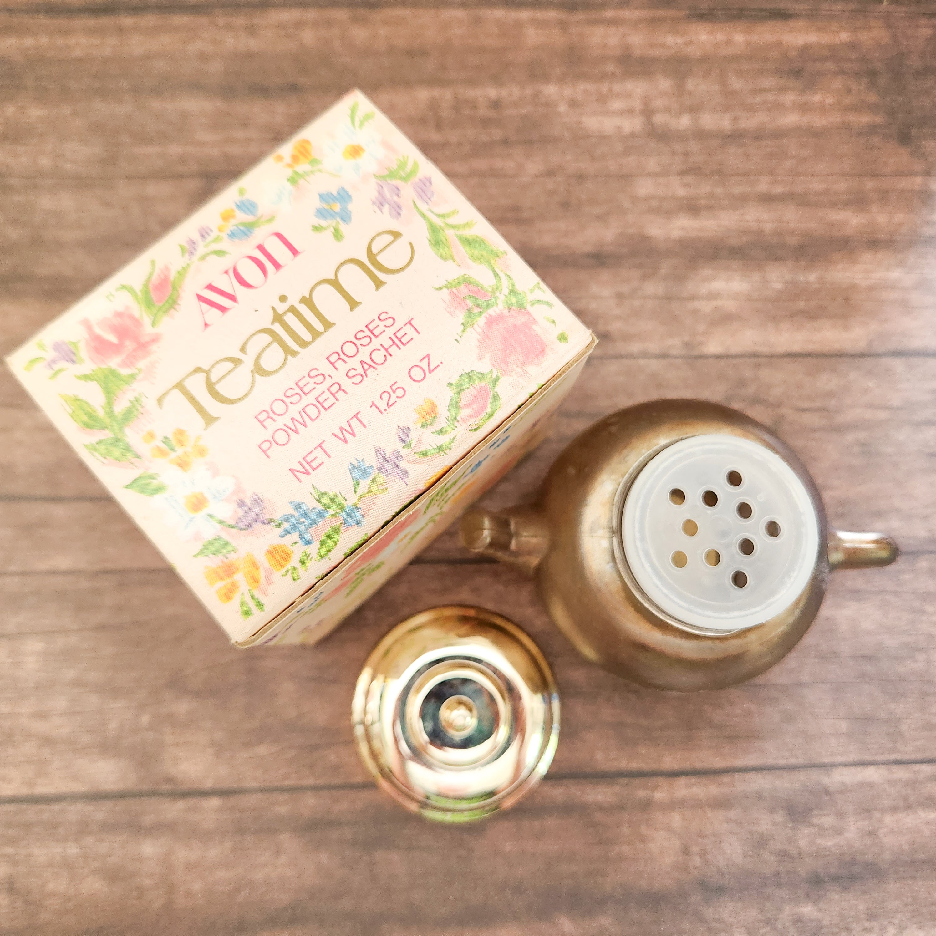 Vintage 70's "Tea Time" Powder Bottle by Avon