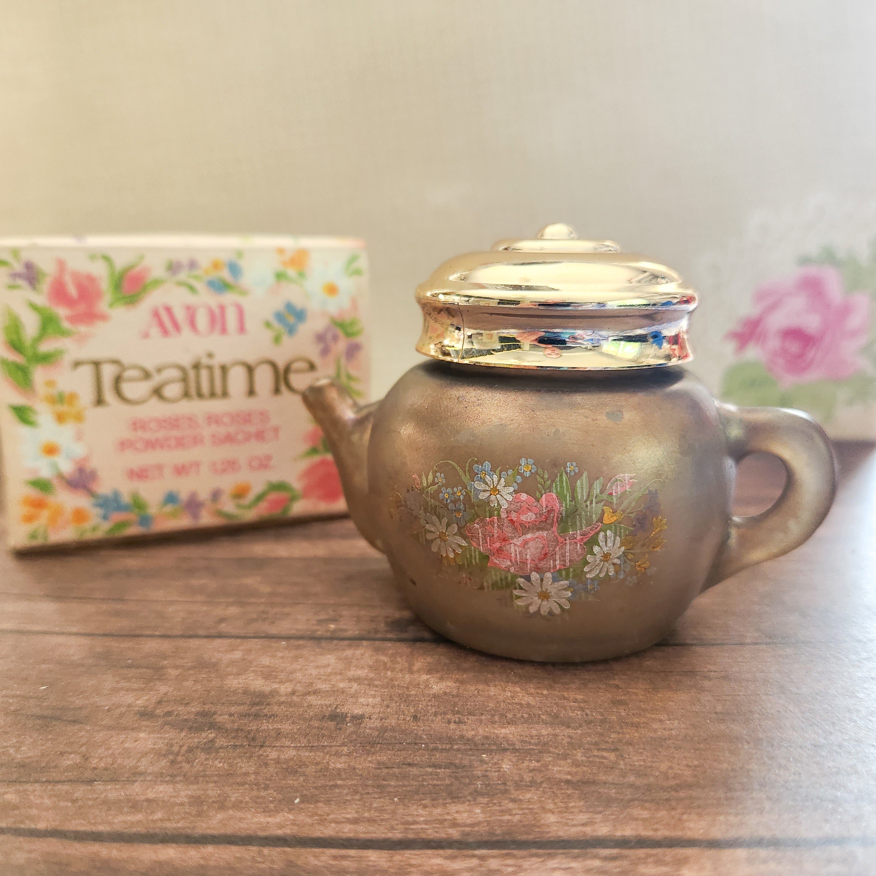 Vintage 70's "Tea Time" Powder Bottle by Avon