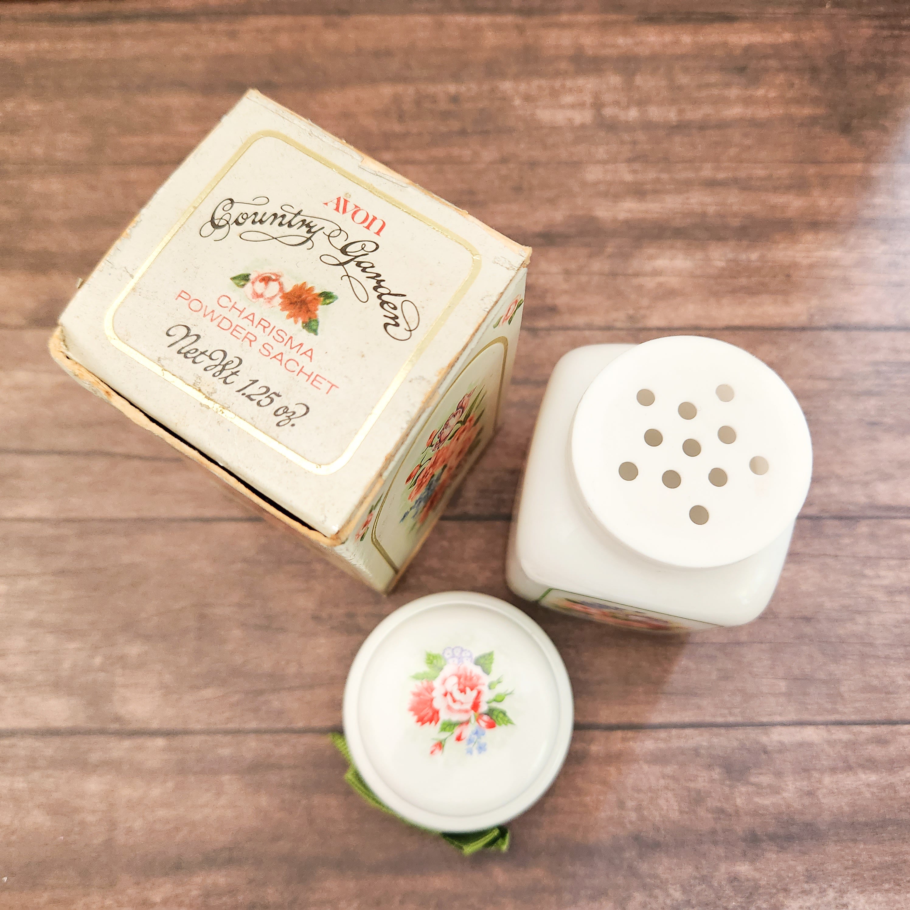 Vintage 80's "Country Garden" Powder Bottle by Avon