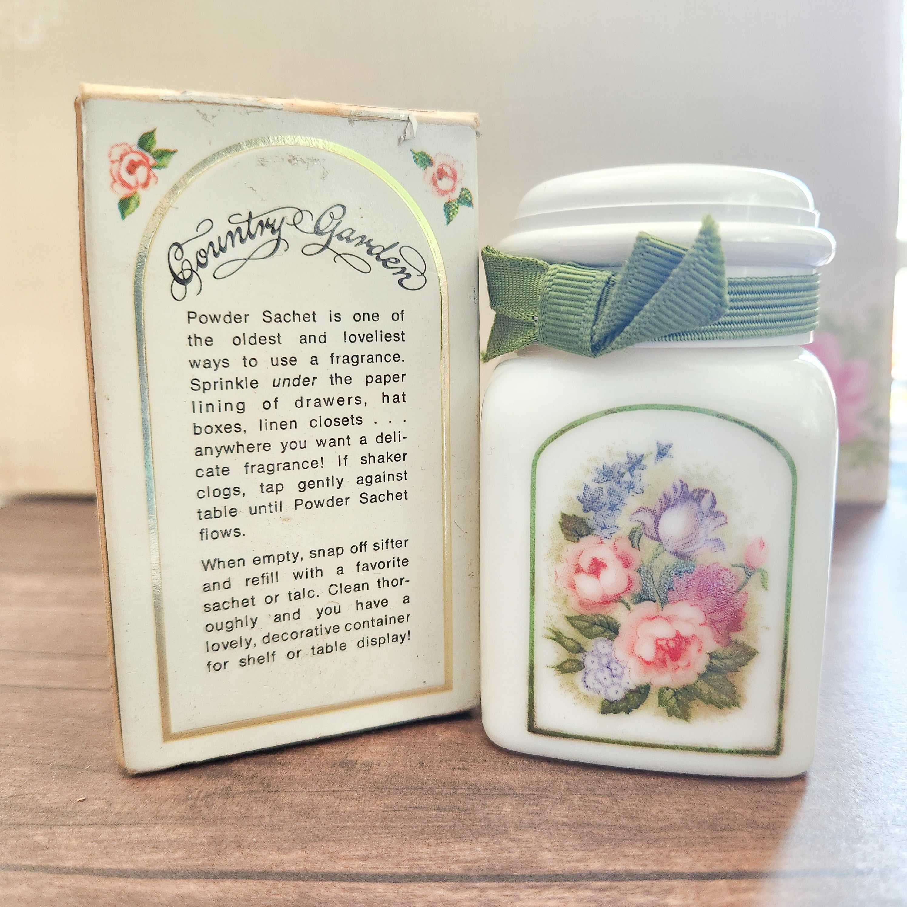 Vintage 80's "Country Garden" Powder Bottle by Avon